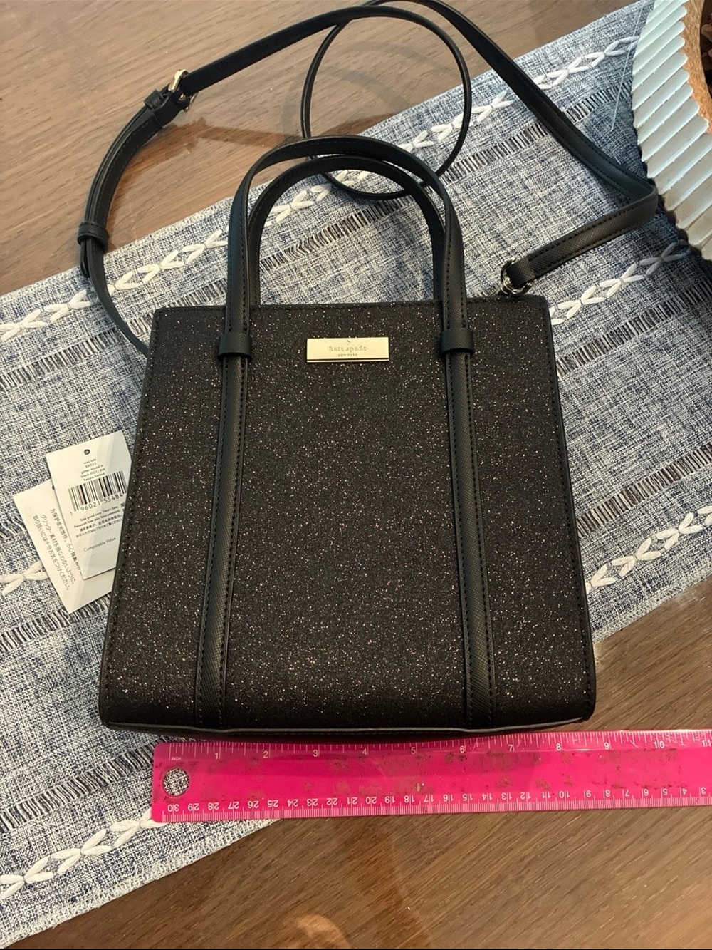 kate spade Black Glitter Mini Tote